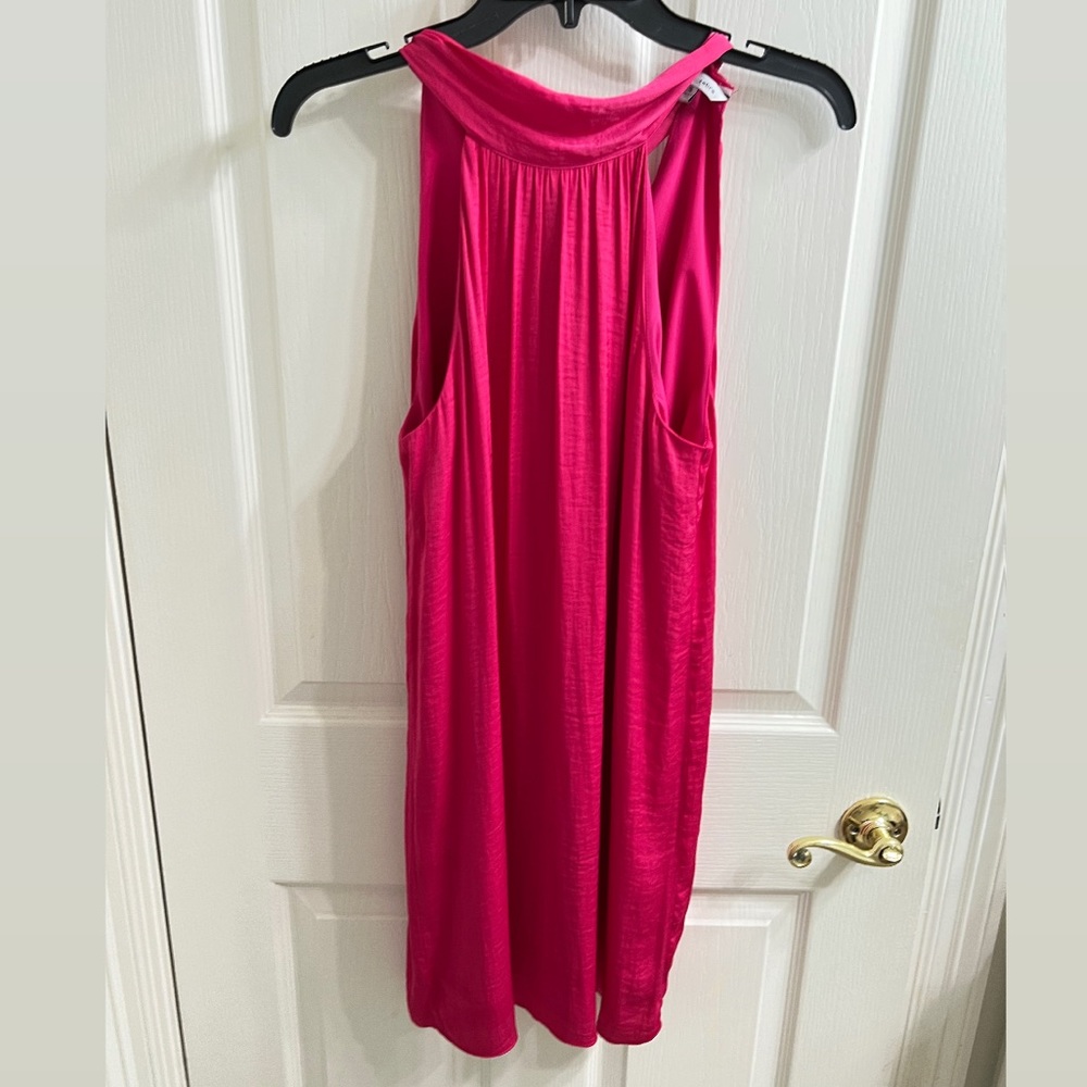 hot pink dress with tie around neck